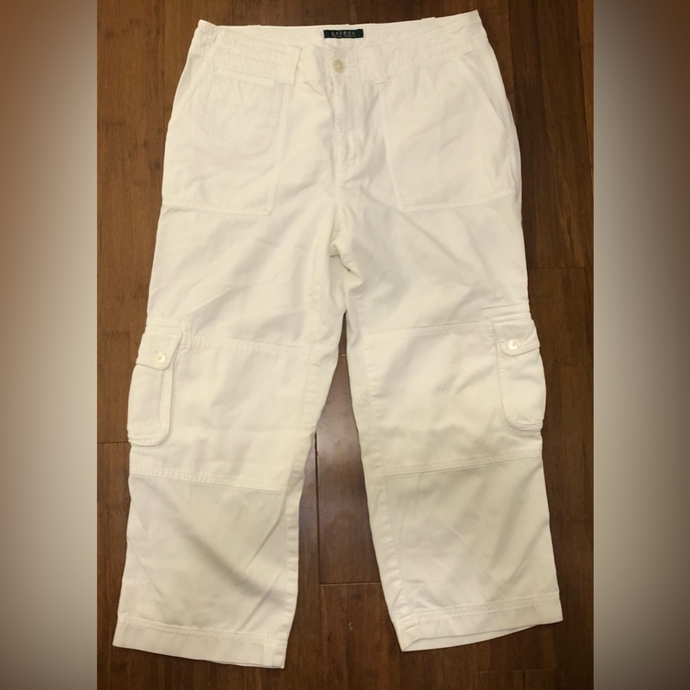 Lauren Ralph Lauren Pants White Cargo Cropped Soft Size 8